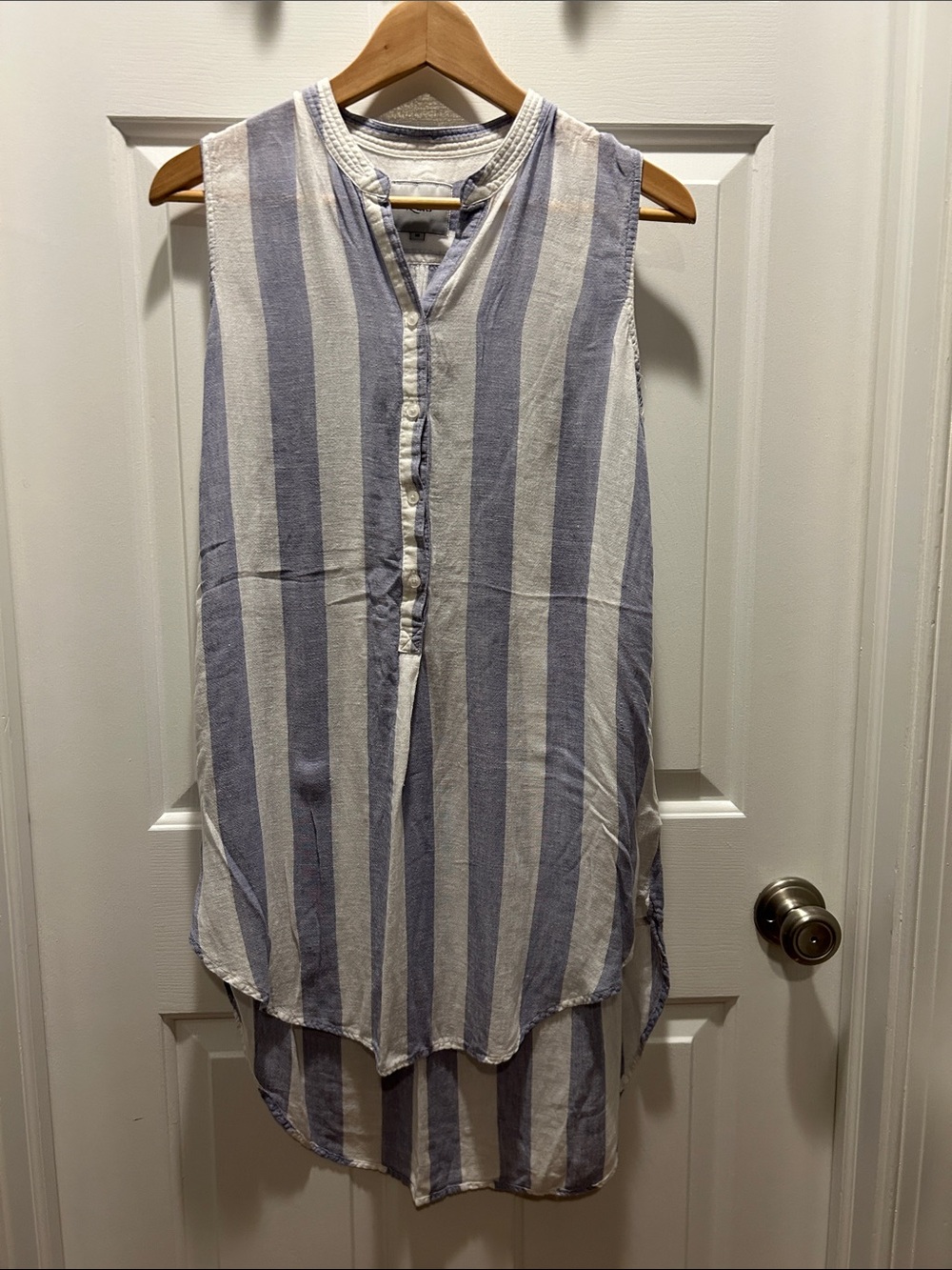 Rails Jules Sleeveless Button-Up Tunic Dress in Blue and White Stripes